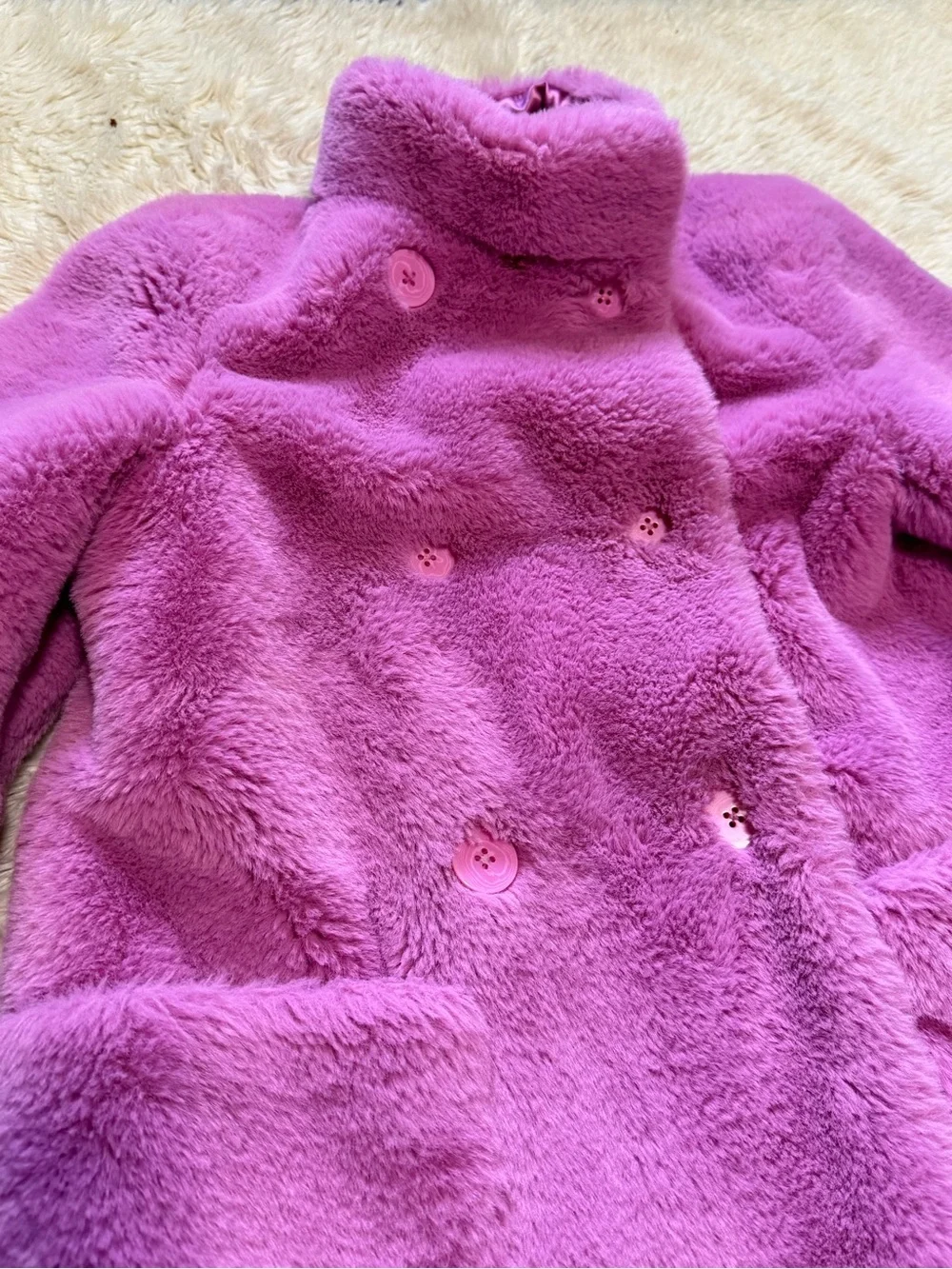 Crewcuts Orchid Faux Fur Peacoat - Size 12